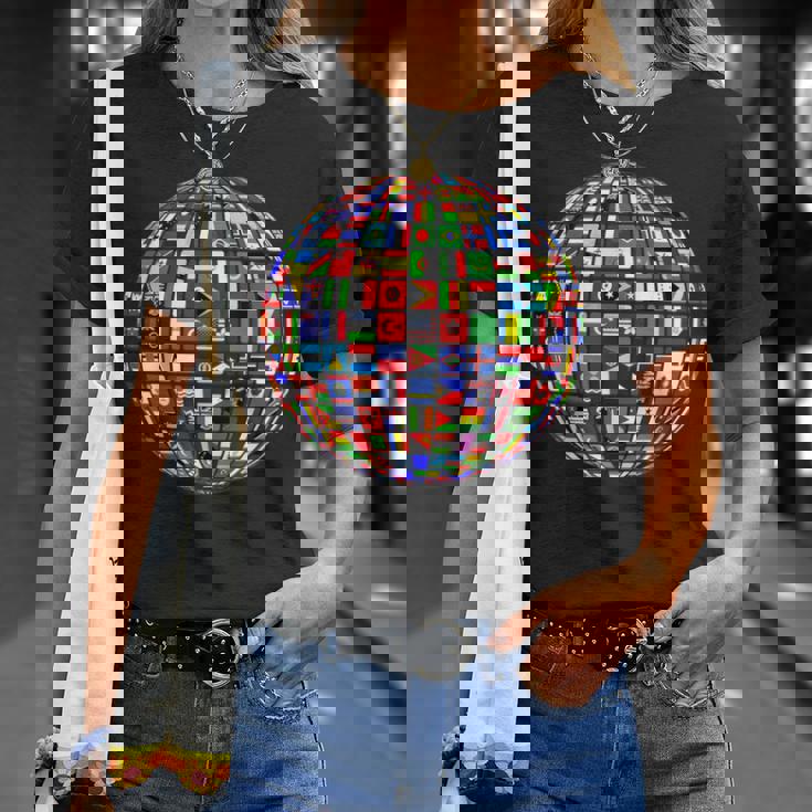 世界地図 世界地図 地球アトラス 世界の国旗 Tシャツ 彼女への贈り物