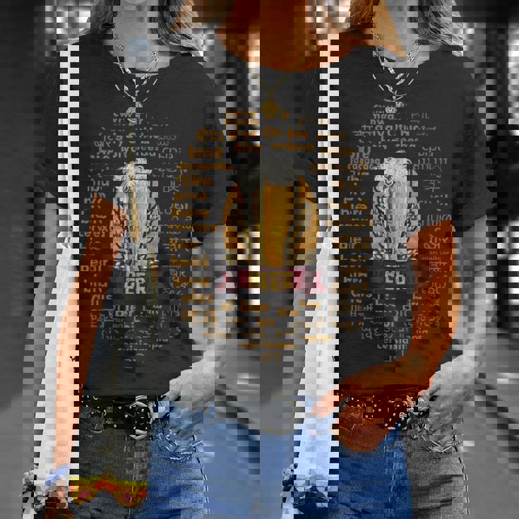 世界言語のビールおかしいビール愛好家の贈り物 Tシャツ 彼女への贈り物