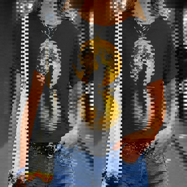 中秋節月 うさぎ シルエット 月餅 恋人 Tシャツ 彼女への贈り物