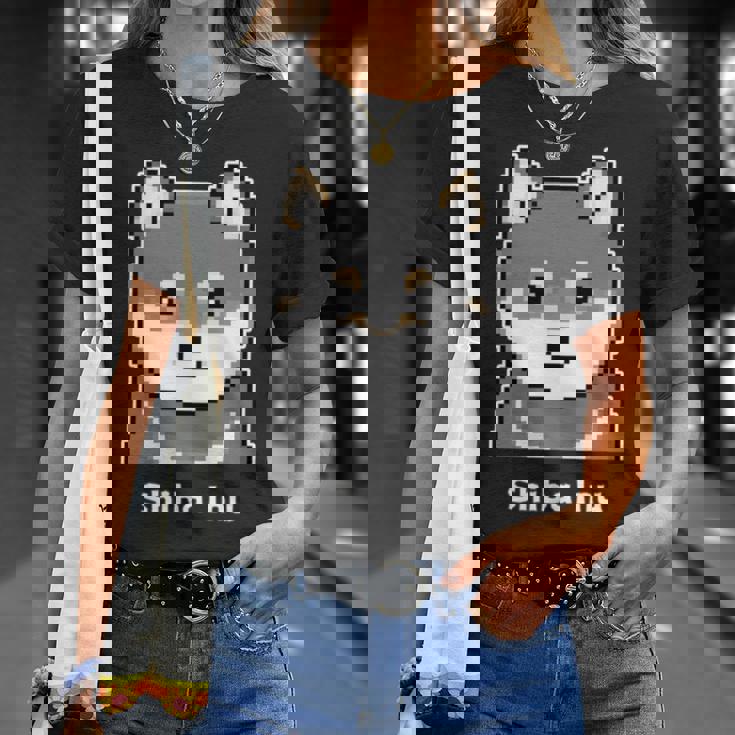 丸顔の黒柴さんのドット絵 長袖tシャツ Tシャツ 彼女への贈り物