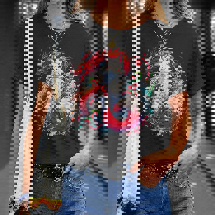 九尾狐 きつね竜 Tシャツ 彼女への贈り物