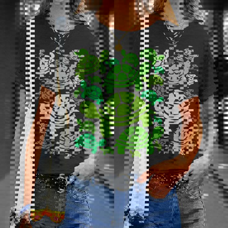 亀柄 カートゥーン アウトライン 面白いカメ Tシャツ 彼女への贈り物