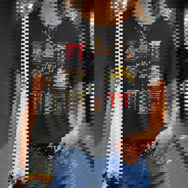 京都・伏見稲荷大社・平安神宮・下鴨神社・地主神社・御金神社・金閣寺・清水寺・二条城 Tシャツ 彼女への贈り物