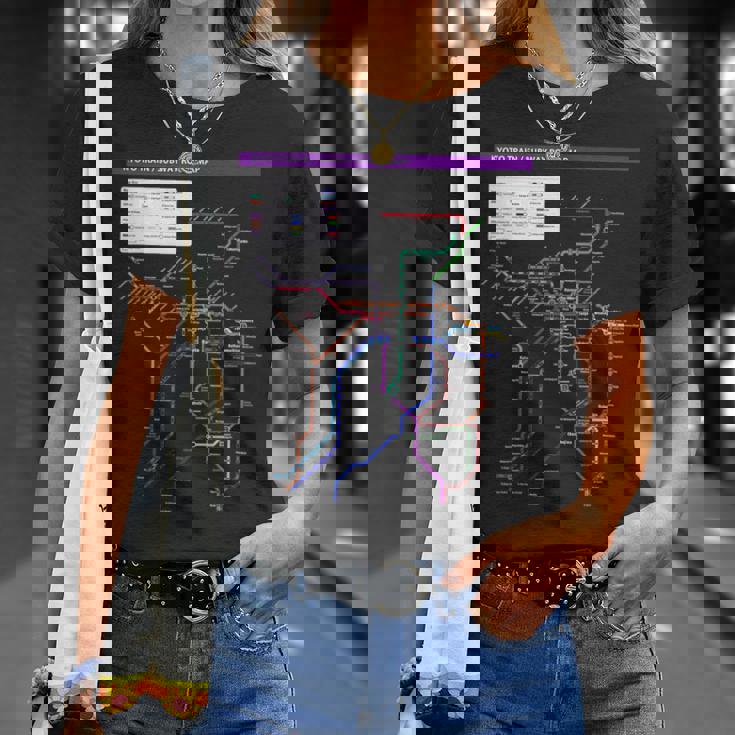 京都日本地下鉄鉄道おみやげ路線図 Tシャツ 彼女への贈り物