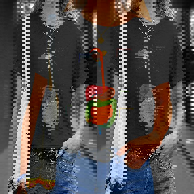 人体消化器系消化管の解剖学 Tシャツ 彼女への贈り物