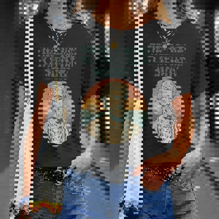 人生にはお金以上のものがあります 哲学者古代 長袖tシャツ Tシャツ 彼女への贈り物