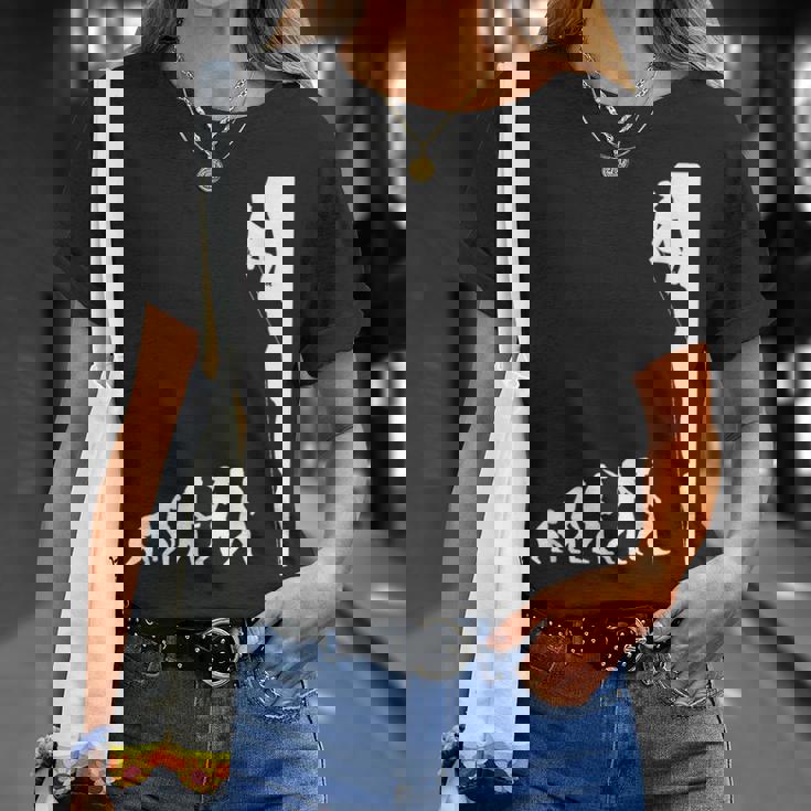 人類の進化 ロッククライミング エイドクライミング フリークライミング アルパインクライミング 登攀 登山 ボルダリング Tシャツ 彼女への贈り物