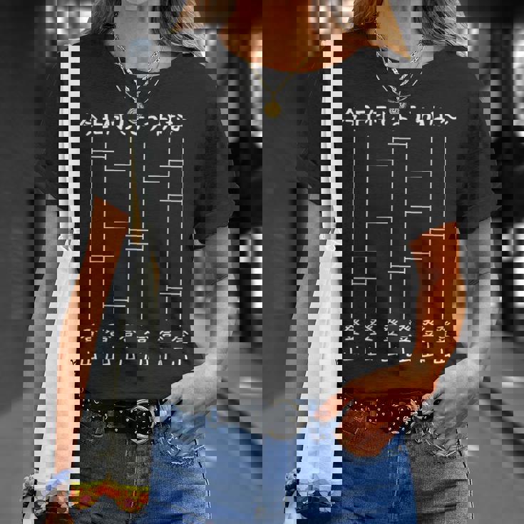 今日何しようかな 登山 あみだくじ おもしろ 面白い ギャグ ネタ ウケ狙い 笑える Tシャツ 彼女への贈り物