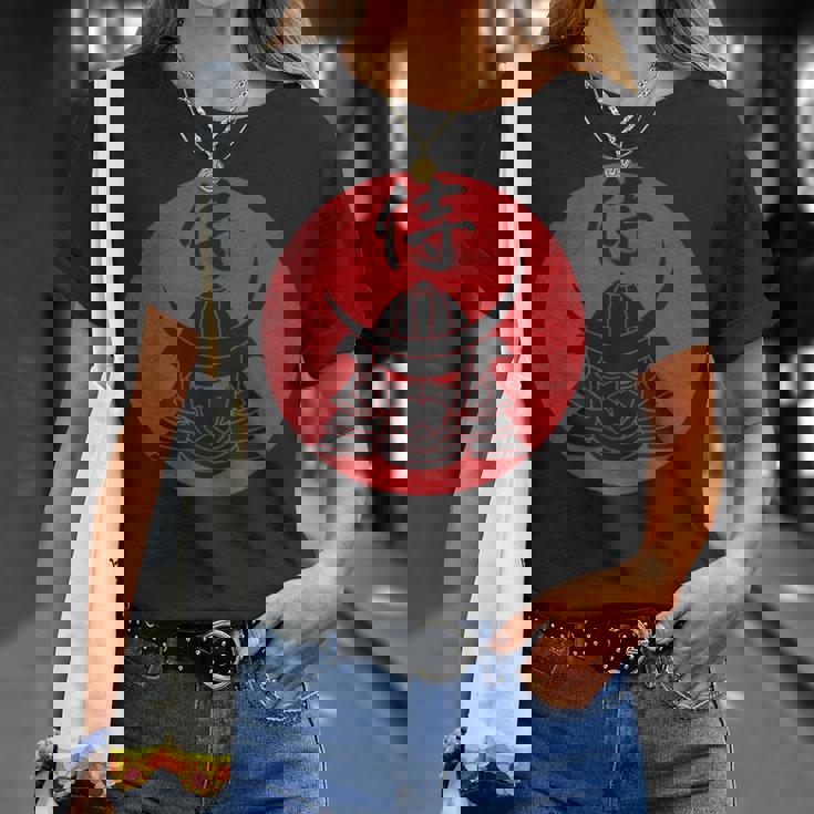 侍の戦士の兜日本の漢字-黒 Tシャツ 彼女への贈り物