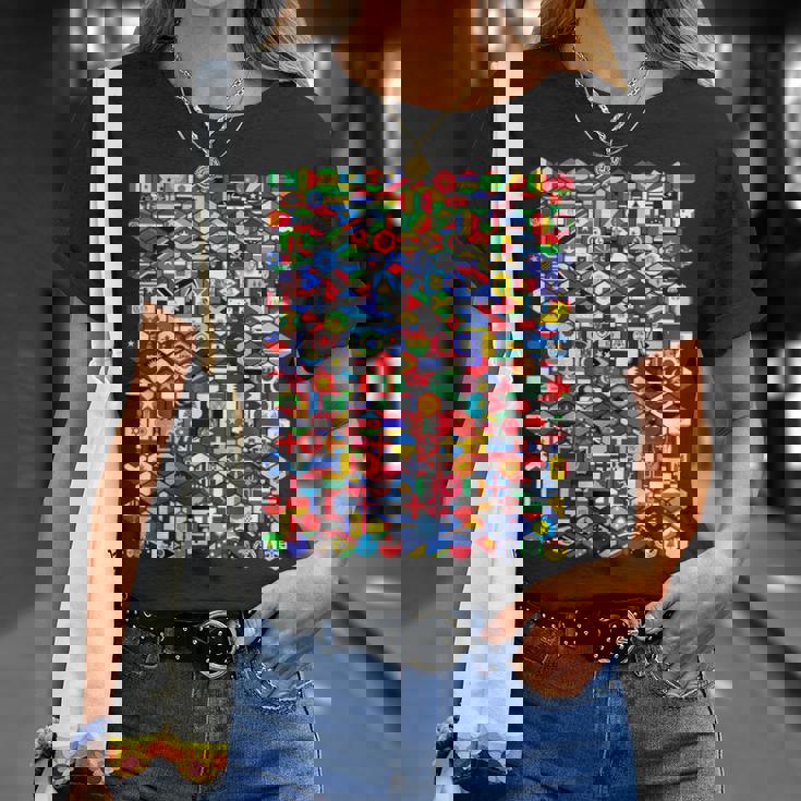 六角形の世界旗、国旗tシャツ Tシャツ 彼女への贈り物