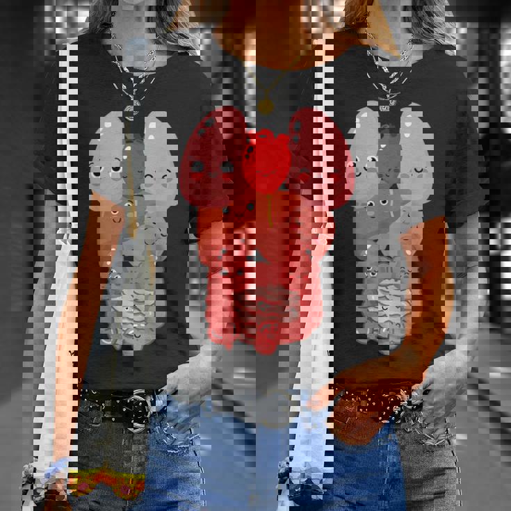 内臓 面白い 人体 解剖学 微笑 Tシャツ 彼女への贈り物