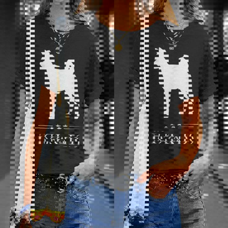 北海道犬 白シルエット Tシャツ 彼女への贈り物