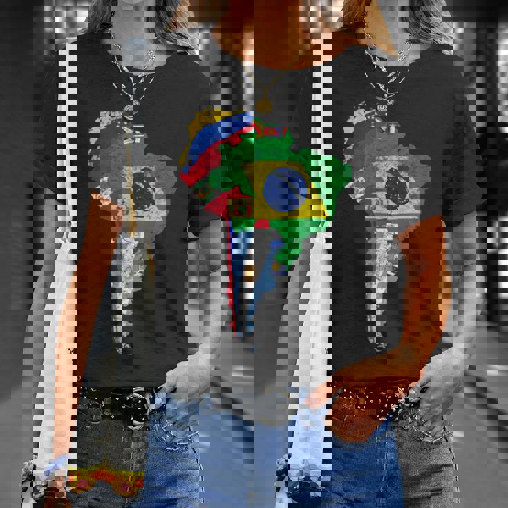 南米大陸地図 旗付き Tシャツ 彼女への贈り物