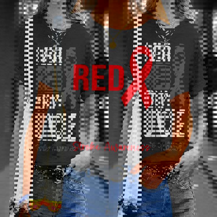 叔父さんの脳卒中啓発のために赤を着ています Tシャツ 彼女への贈り物