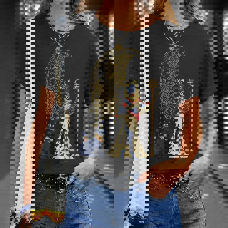 古代の典型的な猫の女神バステット エジプト 三日月 月 月 Tシャツ 彼女への贈り物