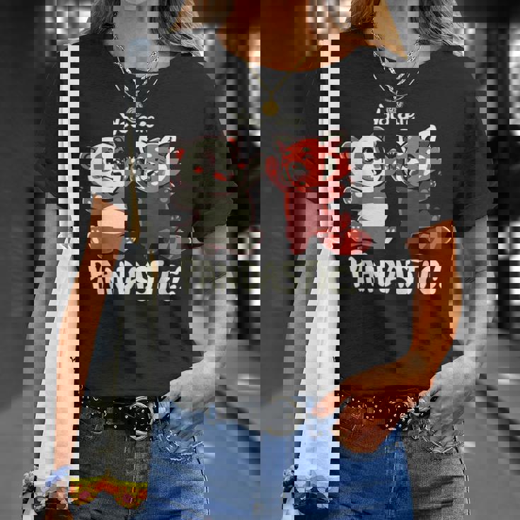 君はパンダスティックだよハイタッチのレッサーパンダとパンダ Tシャツ 彼女への贈り物