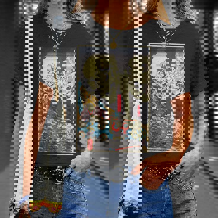 善知鳥安方忠義伝 歌川国芳 国芳スケルトンスペクター日本の浮世絵アートプリント Tシャツ 彼女への贈り物