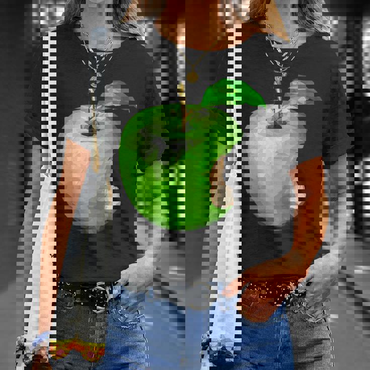 噛まれた青リンゴのイラスト Tシャツ 彼女への贈り物