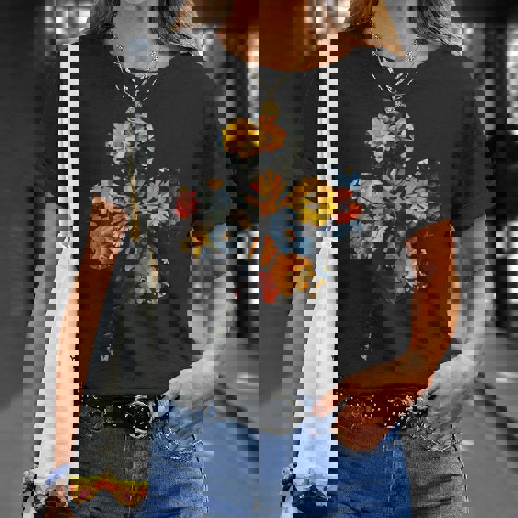 四つ葉のクローバーのシルエット 花 植物 花柄 Tシャツ 彼女への贈り物