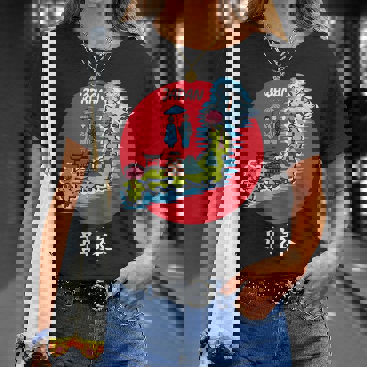 地図舞妓 日本のお土産 長袖tシャツ Tシャツ 彼女への贈り物