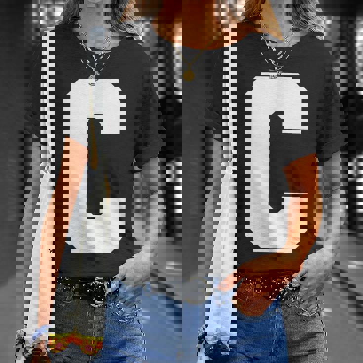 大文字 C アルファベット モノグラム イニシャル Tシャツ 彼女への贈り物