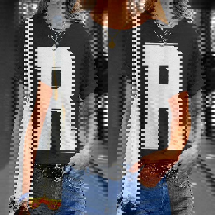 大文字 R アルファベット モノグラム イニシャル Tシャツ 彼女への贈り物