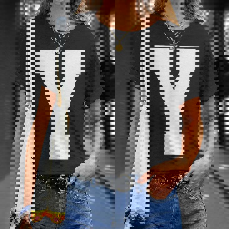 大文字 Y アルファベット モノグラム イニシャル Tシャツ 彼女への贈り物