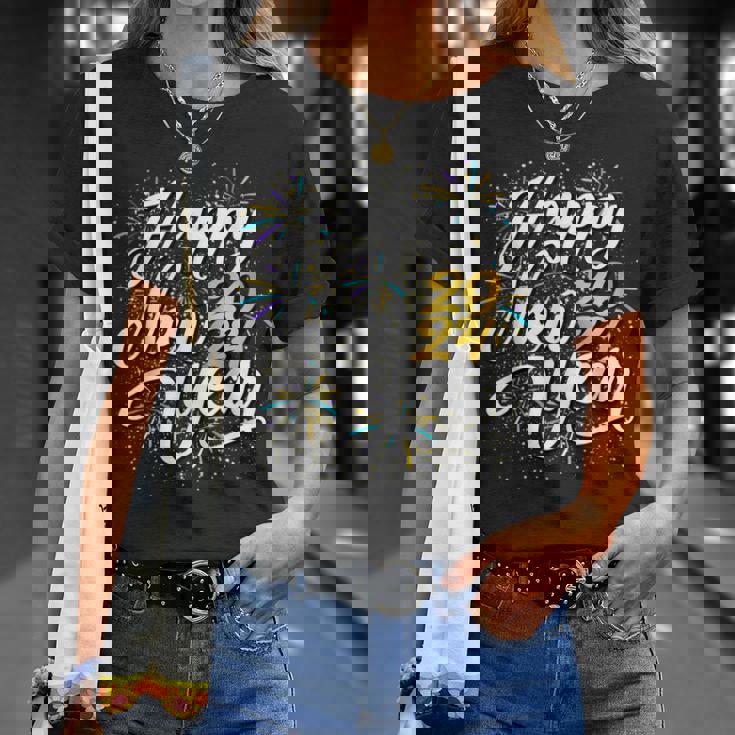 大晦日パーティー用品 2024 ハッピーニューイヤー花火 Tシャツ 彼女への贈り物