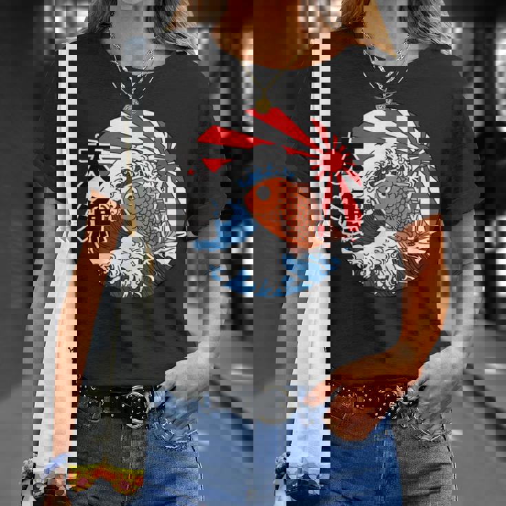 大漁旗 魚 鯛 旗 イラスト 波 ソーラン節 かわいい おもしろ おしゃれ Tシャツ 彼女への贈り物