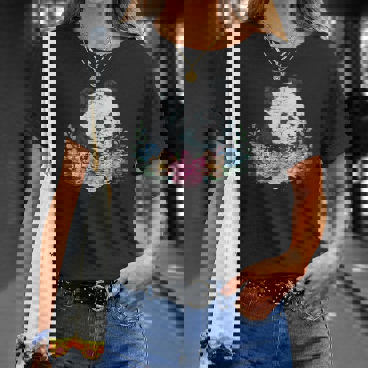 天然花 パンダ アジア動物園 動物 パンダ Tシャツ 彼女への贈り物