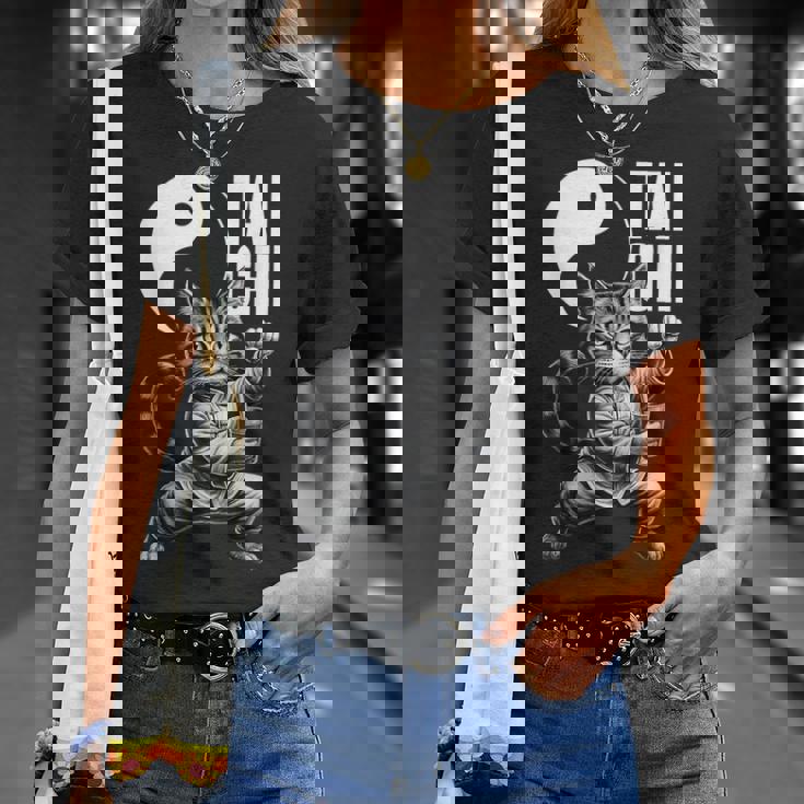 太極拳 猫 ボバ ティー 面白い カワイイ 武道 禅 キティ Tシャツ 彼女への贈り物