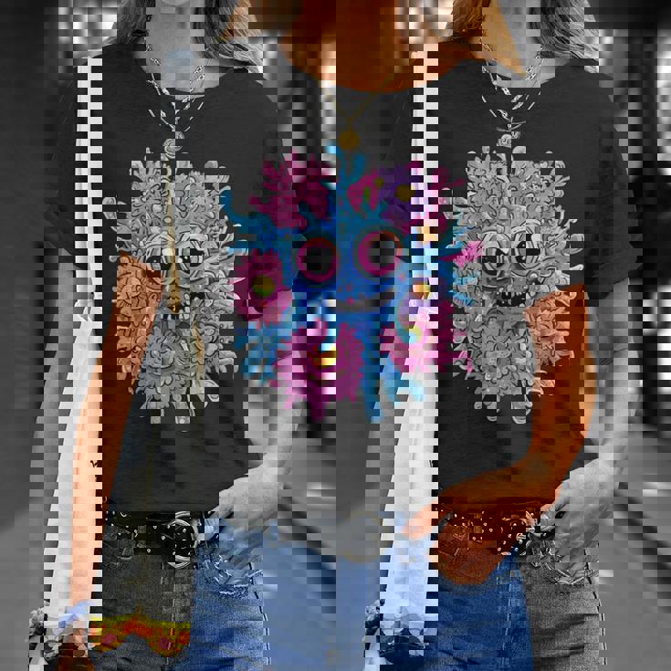 奇抜なハッピーモンスター 大きな瞳 Tシャツ 彼女への贈り物