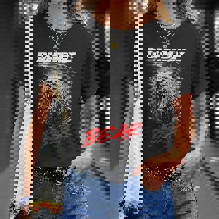 子グマを守る自慢のパパベア Tシャツ 彼女への贈り物