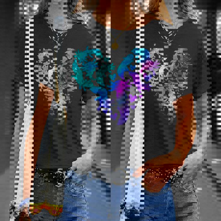 宇宙 ウーパールートル かわいいウーパールーパー ハート 水彩 ウーパールーパー Tシャツ 彼女への贈り物