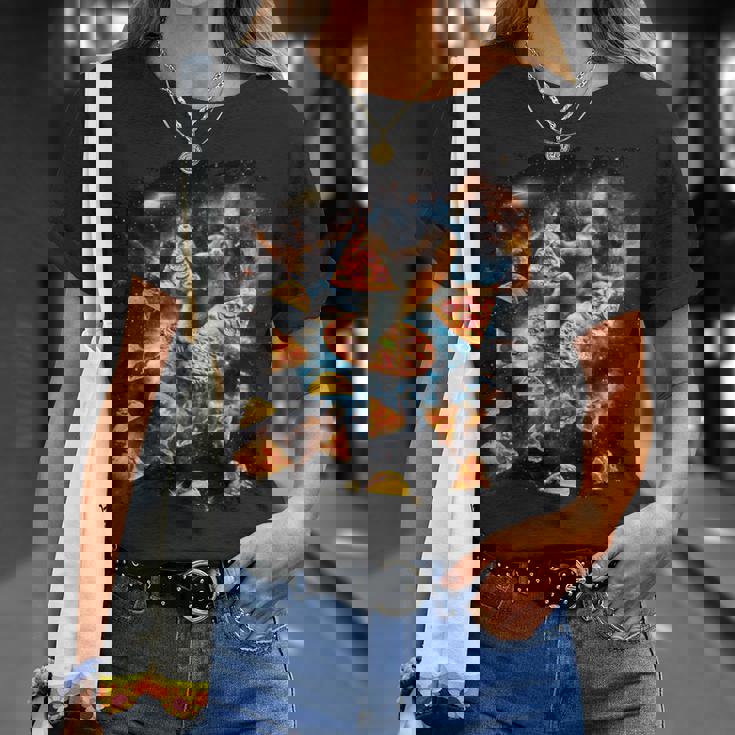 宇宙でピザタコスを食べるギャラクシーナマケモノ Tシャツ 彼女への贈り物