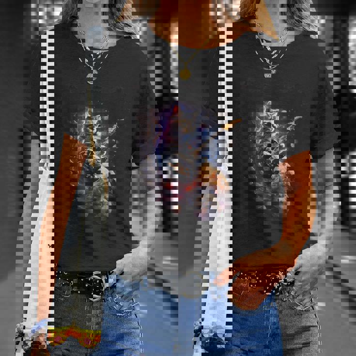 宇宙の猫 スピリット 銀河 ギター サイエンス Tシャツ 彼女への贈り物