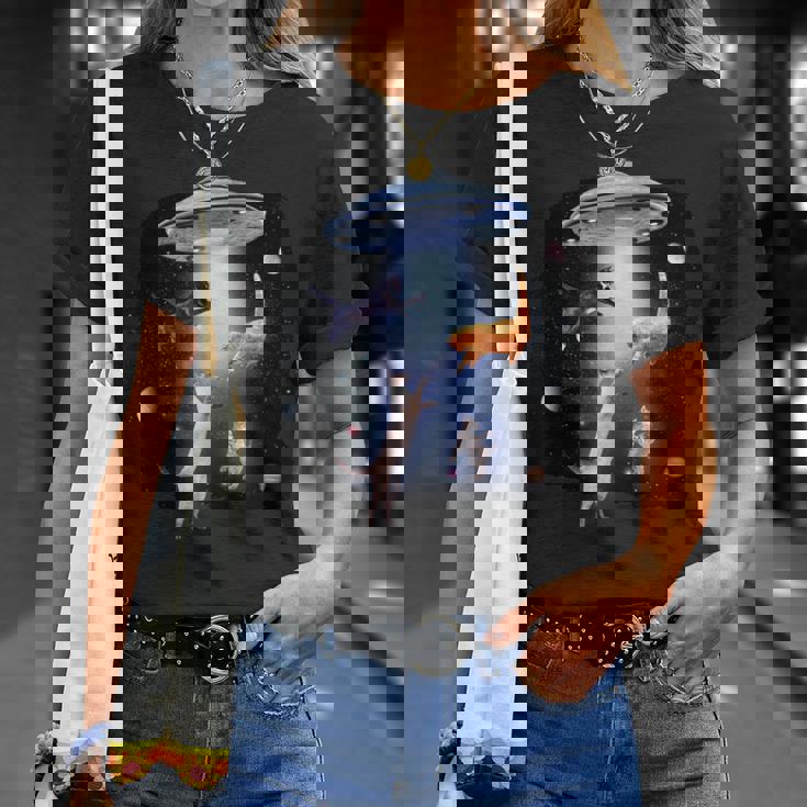 宇宙猫 面白い宇宙猫銀河ufoエイリアンアブダクション Tシャツ 彼女への贈り物