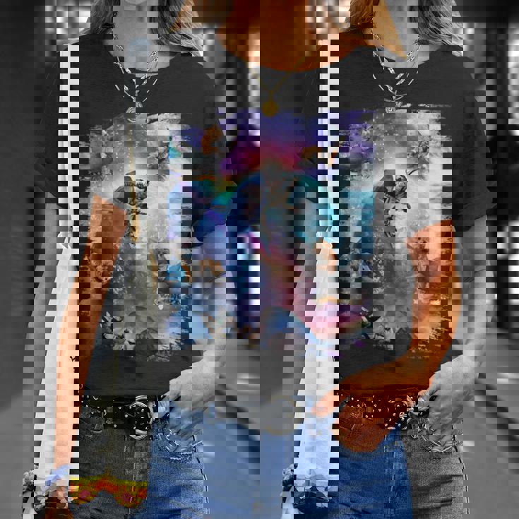 宇宙猫 乗馬サメ ギャラクシー レインボーキャット オンシャークス Tシャツ 彼女への贈り物