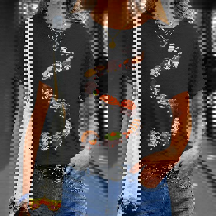 寿司 の 電車 すし いくら サーモン たまご 鉄火巻き Tシャツ 彼女への贈り物