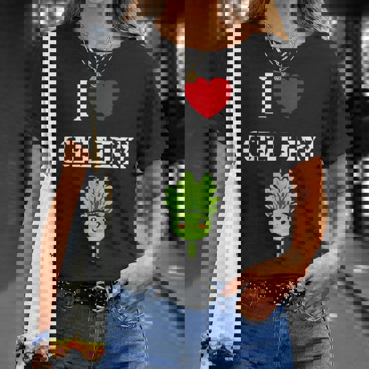 小さな野菜 セロリ ミニマリスト かわいい シンプル セロリ I Love Celery Tシャツ 彼女への贈り物