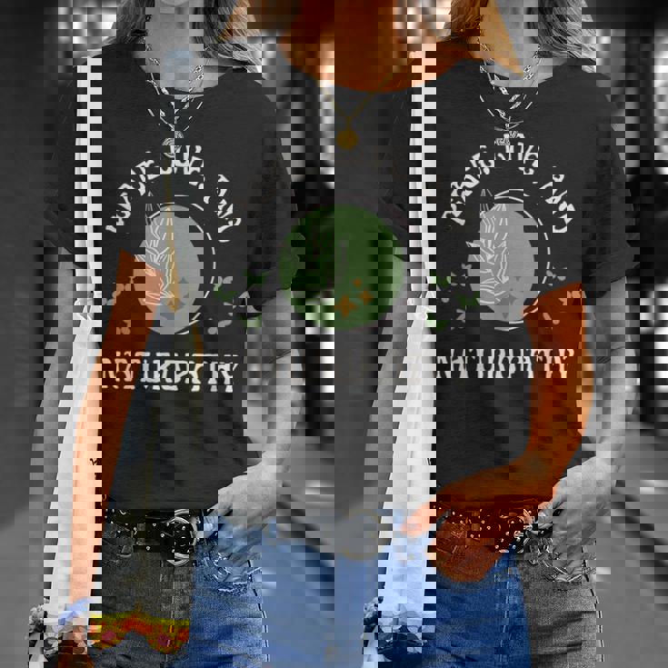 平和 愛と自然療法 ウェルネスとナチュラルヒーリング Tシャツ 彼女への贈り物