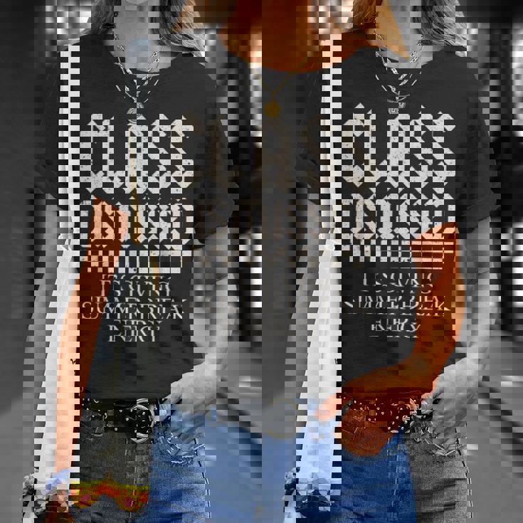 年末の先生は夏休みのエネルギーを与えています Tシャツ 彼女への贈り物