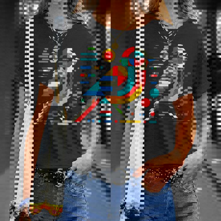 幾何学的 ミニマリズム モダン イラスト スズメ 鳥 アート Tシャツ 彼女への贈り物