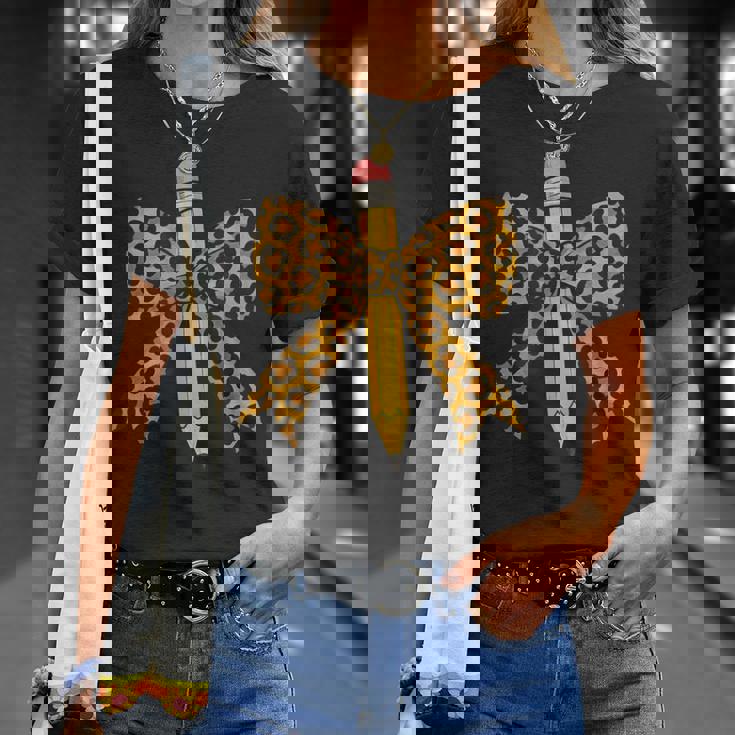 弓鉛筆 ヒョウ柄 初日 新学期 Tシャツ 彼女への贈り物