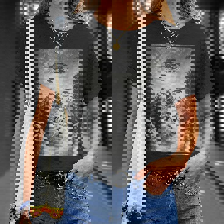 怖い猫 エイリアン Ufo 宇宙愛好家 面白い Tシャツ 彼女への贈り物