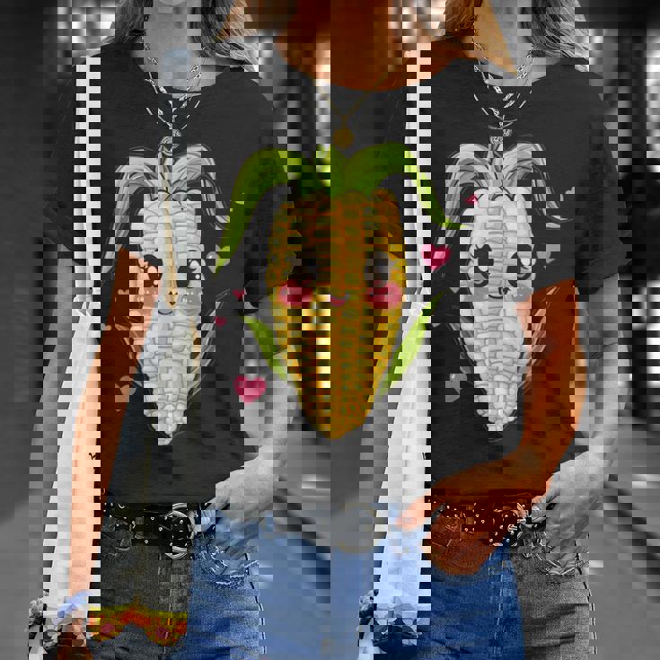 愛らしいかわいいコーンのハート付き。 Tシャツ 彼女への贈り物