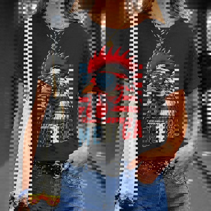 愛国心が強いチキンメリカ アメリカ国旗 鶏好き 7月4日 Tシャツ 彼女への贈り物