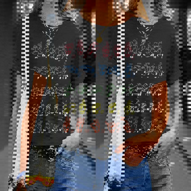 手話tシャツ Asl Teacher手アルファベット学習tシャツ Tシャツ 彼女への贈り物