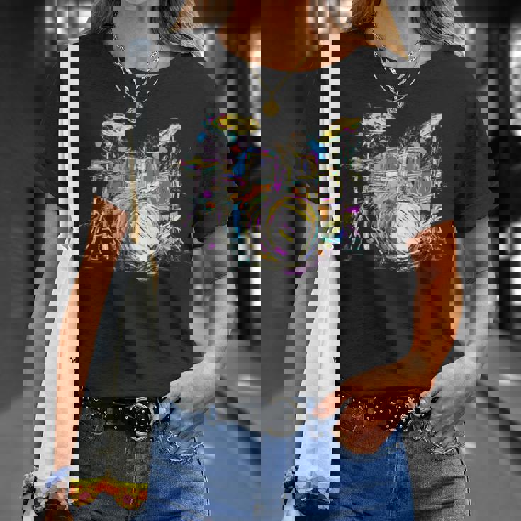 抽象アート ドラム ミュージシャン 音楽バンド 王座 ヌース Tシャツ 彼女への贈り物