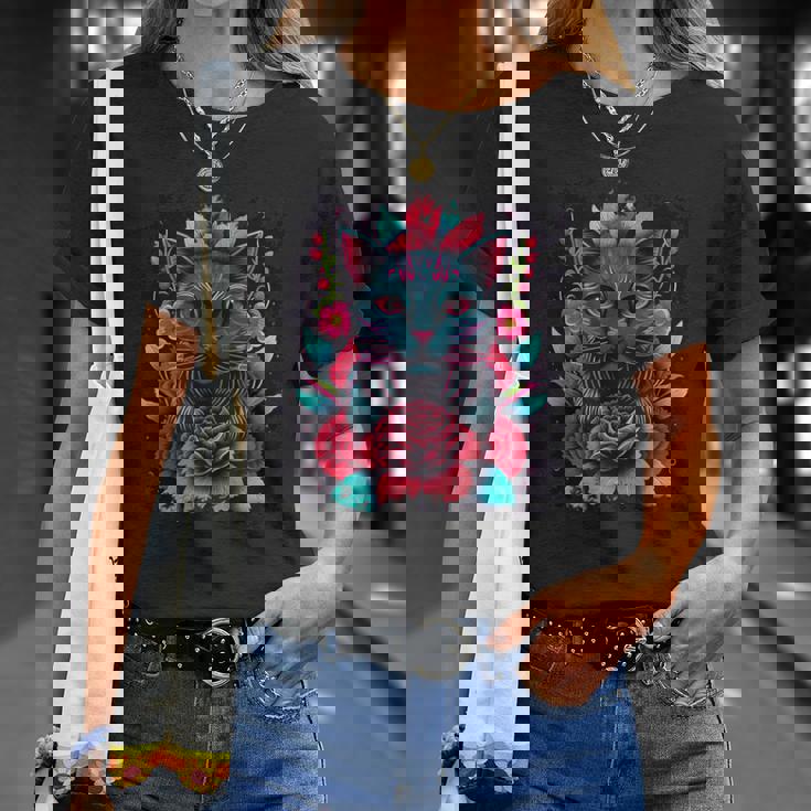 抽象的な猫ポップアートグラフィティ Tシャツ 彼女への贈り物